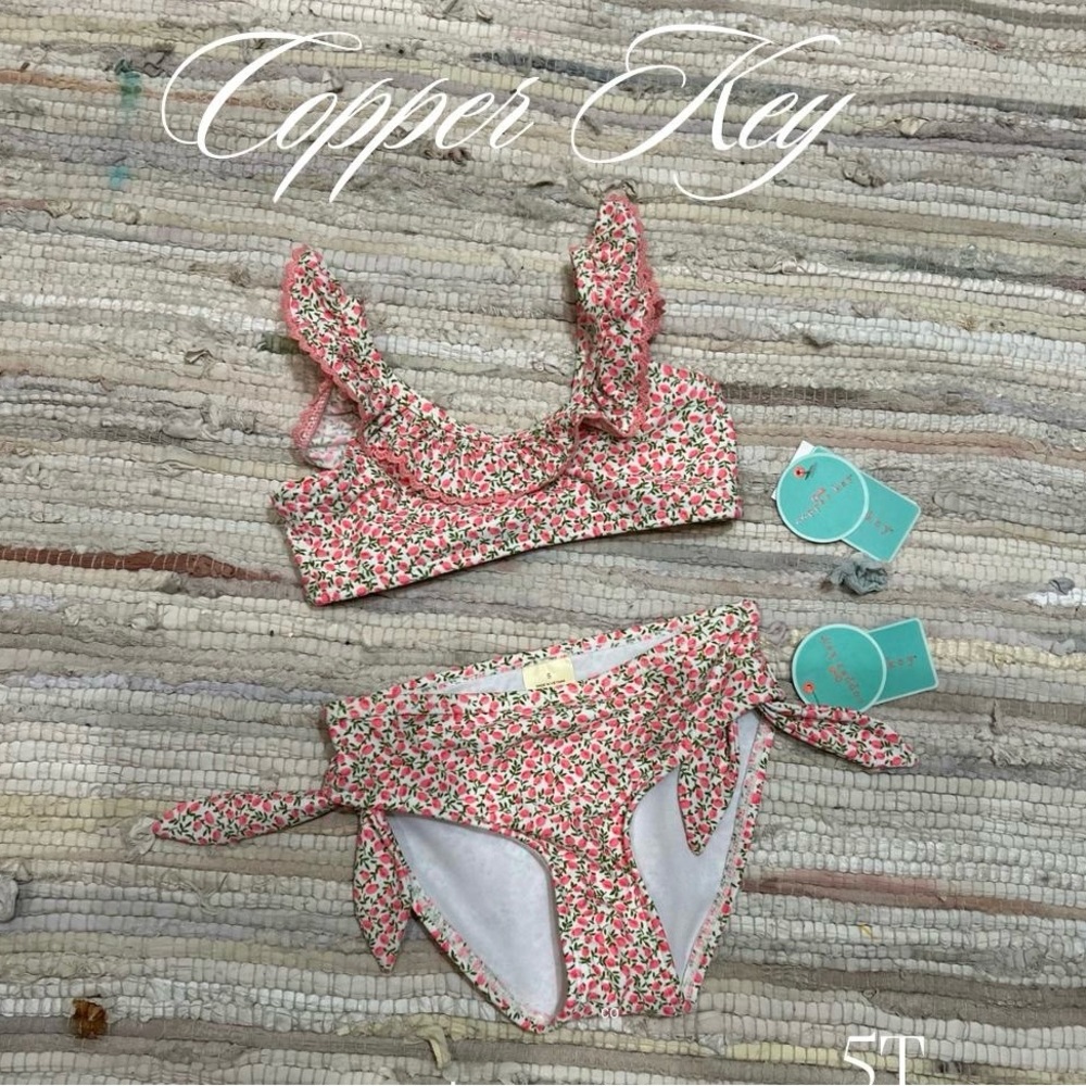 New Copper Key Pink Floral Swimsuit two piece 5T